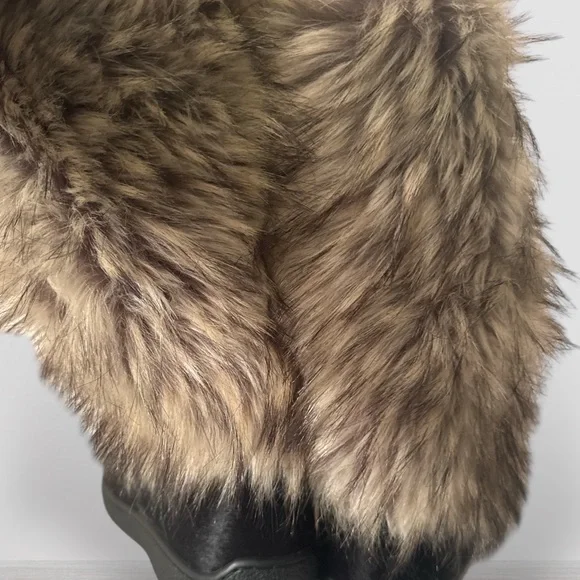💯NWOT Women's Luxe OSCAR SPORTBlack and Tan Fur Winter Boots 🤩 - Picture 6 of 12